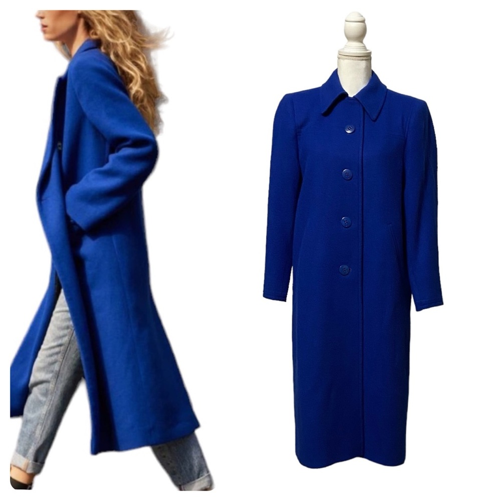 Fleurette Camel Hair Long Electric Royal Blue Made in USA